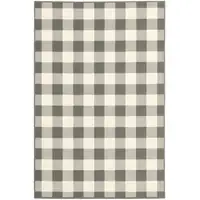 Photo of 8'x11' Gray and Ivory Gingham Indoor Outdoor Area Rug
