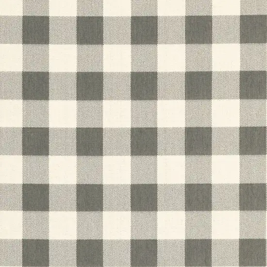 3'x5' Gray and Ivory Gingham Indoor Outdoor Area Rug Photo 5