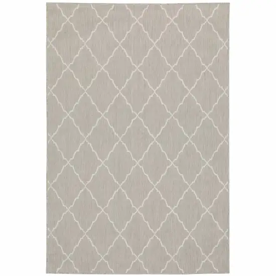 3'x5' Gray and Ivory Trellis Indoor Outdoor Area Rug Photo 1