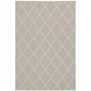 Photo of 3'x5' Gray and Ivory Trellis Indoor Outdoor Area Rug