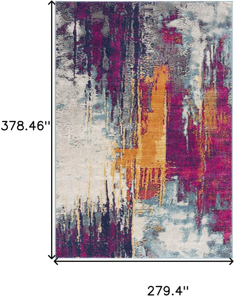 9' x 13' Gray and Magenta Abstract Area Rug Photo 1