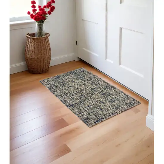 Blue and Gray Power Loom Area Rug Photo 1