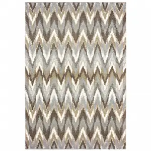 Photo of 2'x3' Gray and Taupe Ikat Pattern Scatter Rug