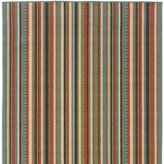 2'x4' Green and Brown Striped Indoor Outdoor Scatter Rug Photo 5