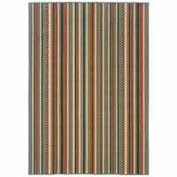 Photo of 2'x4' Green and Brown Striped Indoor Outdoor Scatter Rug