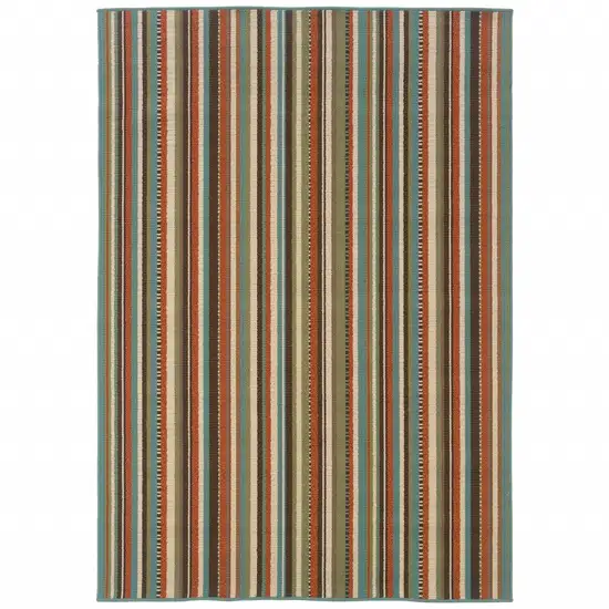 2'x4' Green and Brown Striped Indoor Outdoor Scatter Rug Photo 1