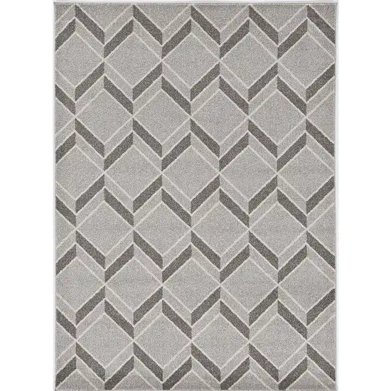 3'X5' Grey Machine Woven Uv Treated Herringbone Illusion Indoor Outdoor Area Rug Photo 1