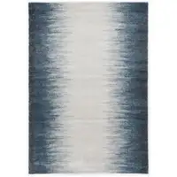 Photo of 8'x11' Ivory Blue Machine Woven Ombre Indoor Area Rug