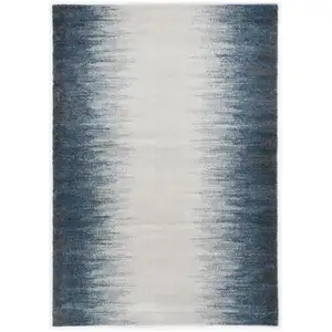 Photo of 8'x11' Ivory Blue Machine Woven Ombre Indoor Area Rug