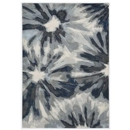 Ivory Blue Machine Woven Oversized Floral Indoor Area Rug Photo 2