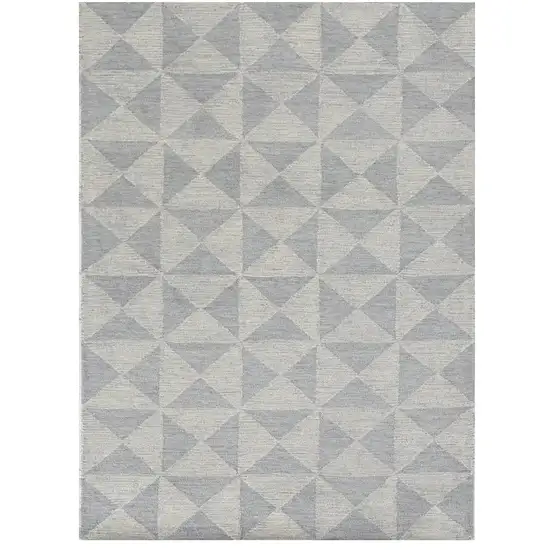 Ivory Hand Tufted Space Dyed Geometric Indoor Area Rug Photo 2