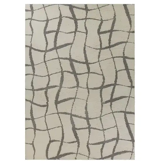 Ivory Abstract Shag Area Rug Photo 2