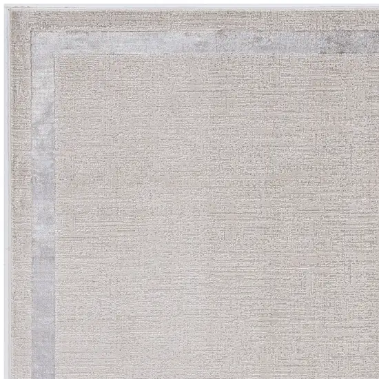 Ivory Silver Machine Woven Bordered Indoor Area Rug Photo 4