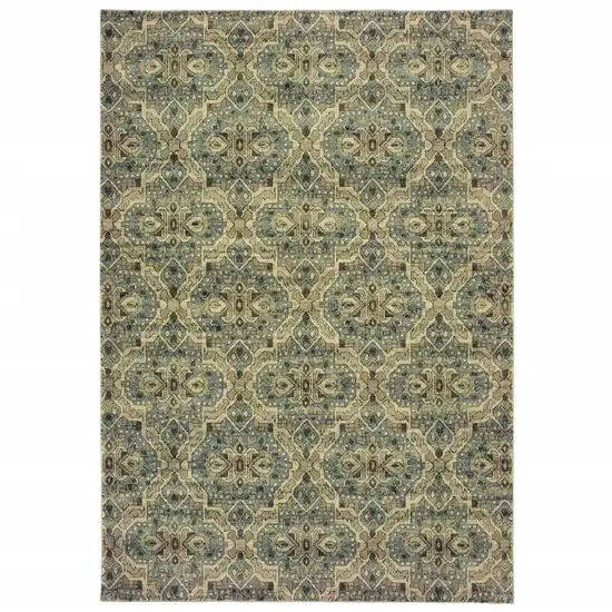 2'x3' Ivory and Blue Geometric Scatter Rug Photo 1