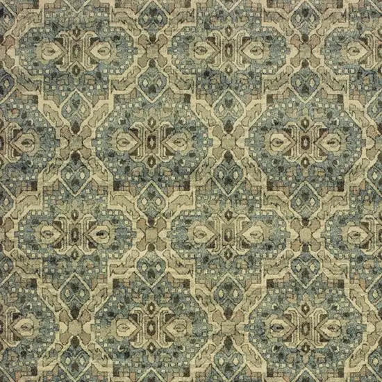 Ivory and Blue Power Loom Area Rug Photo 7