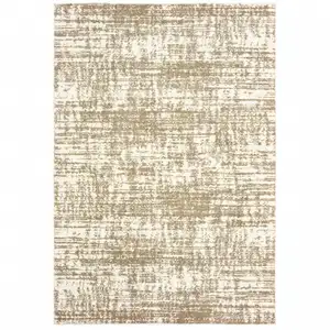 Photo of 7'x10' Ivory and Gray Abstract Strokes Area Rug