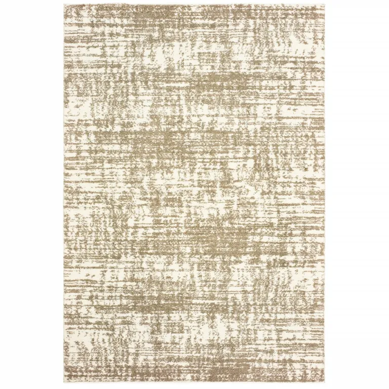 7'x10' Ivory and Gray Abstract Strokes Area Rug Photo 1