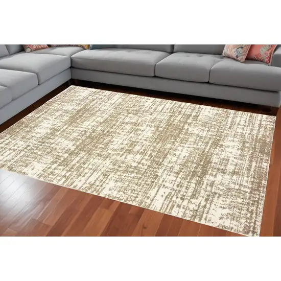 Ivory And Gray Abstract Strokes Area Rug Photo 1