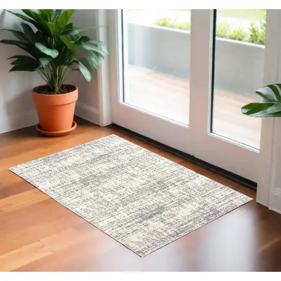 Gray and Ivory Shag Power Loom Area Rug Photo 1