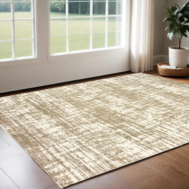 2'x3' Ivory and Gray Abstract Strokes Scatter Rug Photo 4