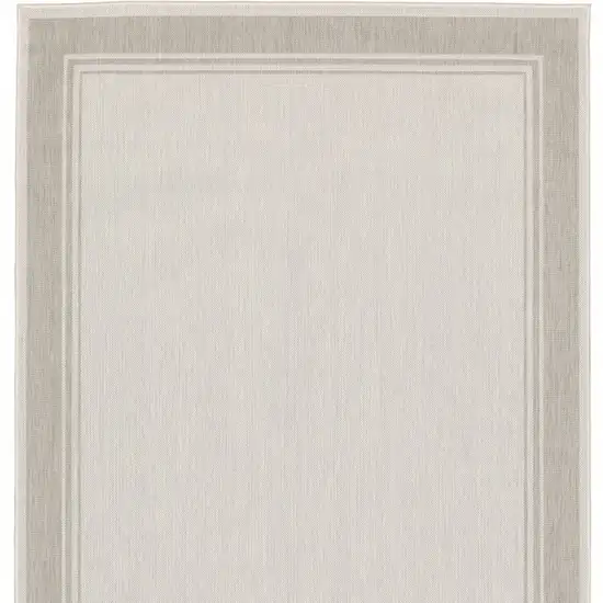 7'x9' Ivory and Gray Bordered Indoor Outdoor Area Rug Photo 11