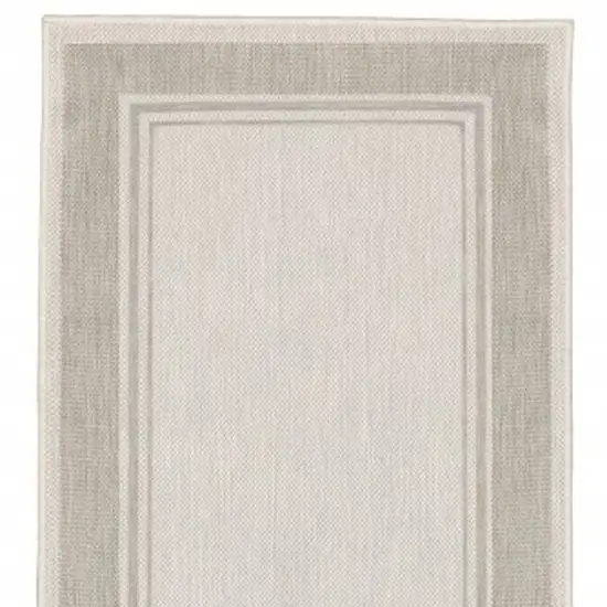 2'x7' Ivory and Gray Bordered Indoor Outdoor Runner Rug Photo 9