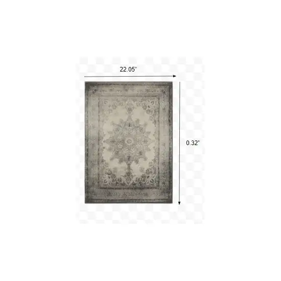 Gray and Ivory Power Loom Area Rug Photo 8