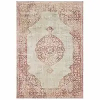 Photo of 2'x3' Ivory and Pink Medallion Scatter Rug