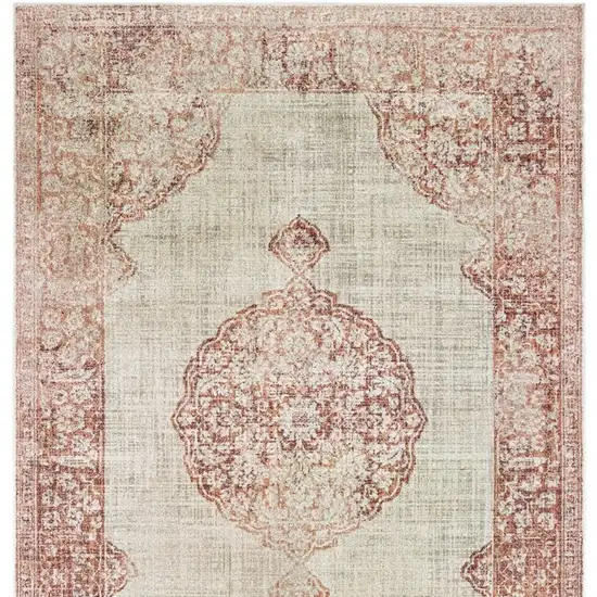 Pink and Ivory Power Loom Area Rug Photo 5