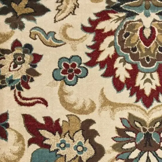 Ivory And Red Floral Vines Area Rug Photo 6