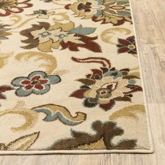 5'x7' Ivory and Red Floral Vines Area Rug Photo 4