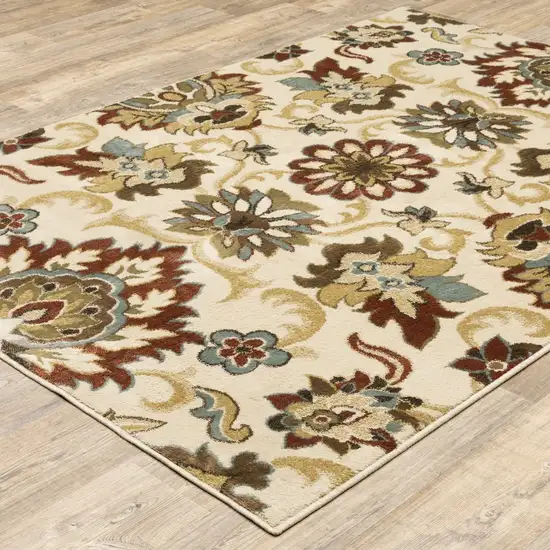 5'x7' Ivory and Red Floral Vines Area Rug Photo 7