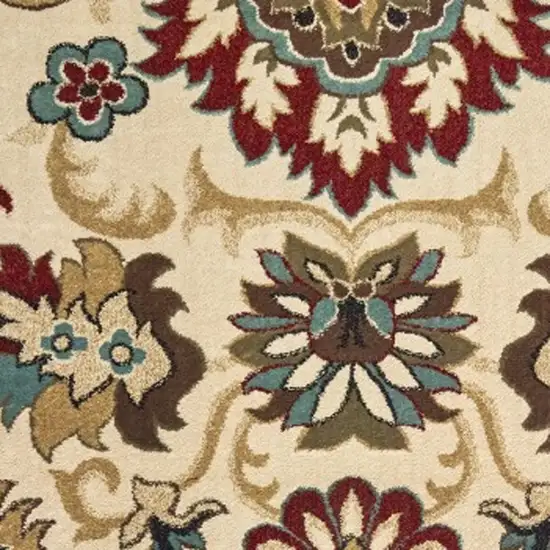 Ivory And Red Floral Vines Area Rug Photo 6