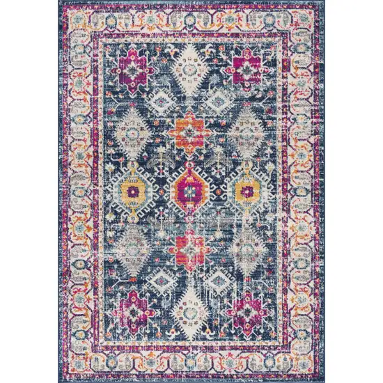 9' x 13' Navy Traditional Decorative Area Rug Photo 3