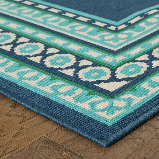 2'x3' Navy and Green Geometric Indoor Outdoor Scatter Rug Photo 4