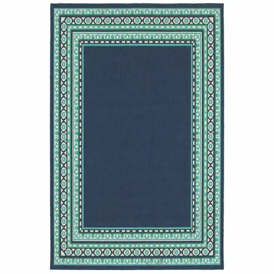 2'x3' Navy and Green Geometric Indoor Outdoor Scatter Rug Photo 1