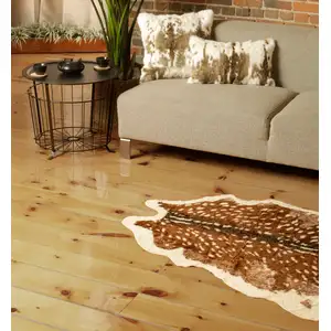 Photo of 4'x 5' Off White And Brown Faux Cowhide Non Skid Area Rug