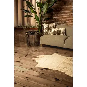 Photo of 4'x 5' Off White And Silver Faux Cowhide Non Skid Area Rug