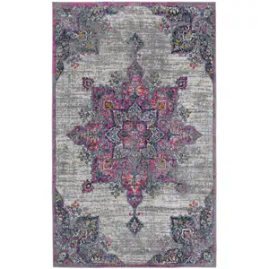 Photo of 2' x 3' Pink Medallion Power Loom Area Rug