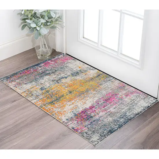 Pink and Orange Abstract Power Loom Area Rug Photo 1