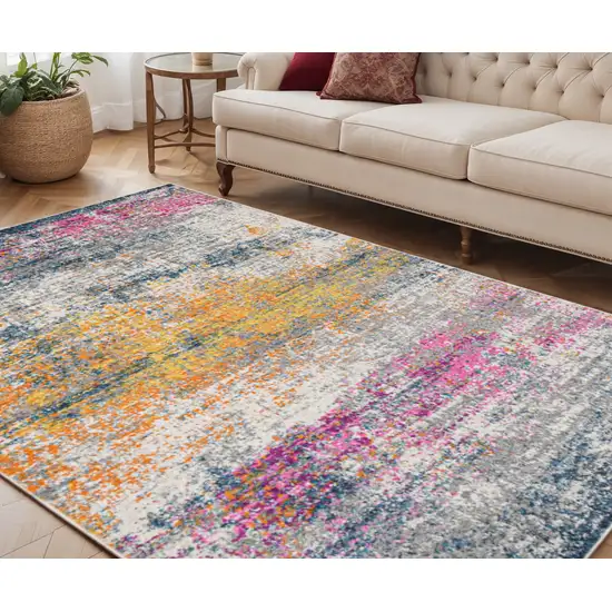 Pink and Orange Abstract Power Loom Area Rug Photo 1