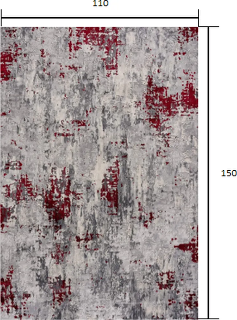 9' x 13' Red and Gray Modern Abstract Area Rug Photo 3