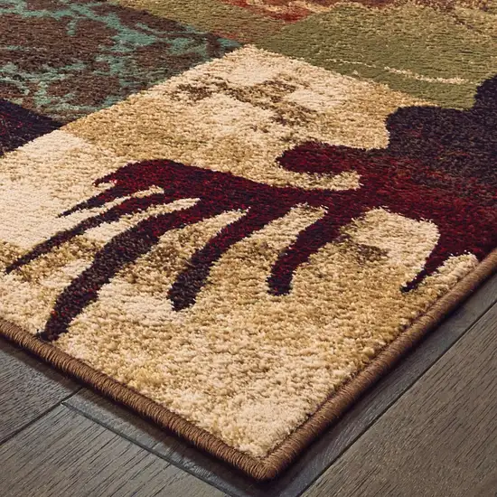 4'x6' Rustic Brown Animal Lodge Area Rug Photo 2