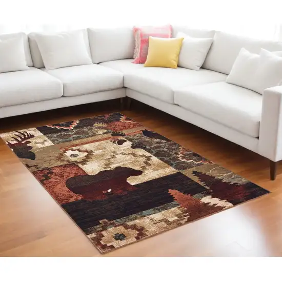 Rustic Brown Animal Lodge Area Rug Photo 1