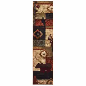 Photo of 2'x8' Rustic Brown Animal Lodge Runner Rug