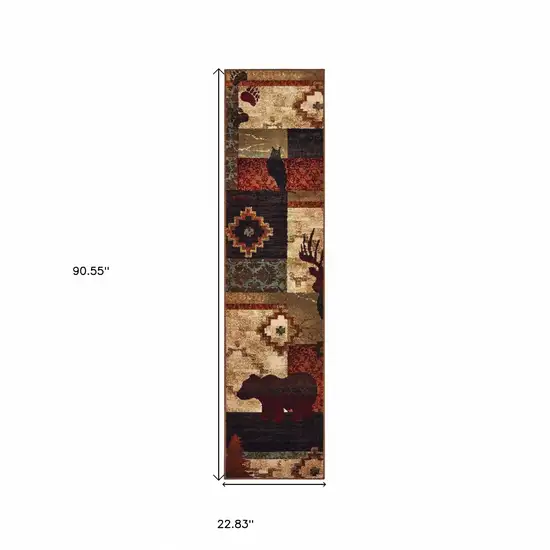 2'x8' Rustic Brown Animal Lodge Runner Rug Photo 5