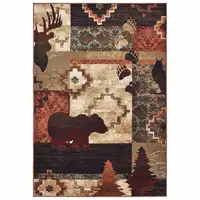 Photo of 2'x3' Rustic Brown Animal Lodge Scatter Rug