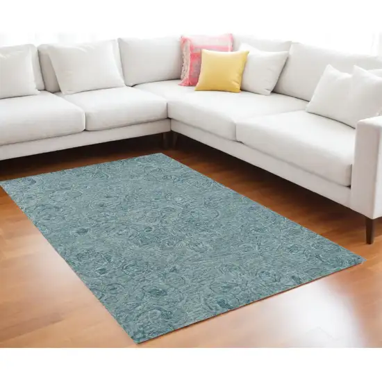 9'X12' Seafoam Blue Hand Tufted Floral Indoor Area Rug Photo 1