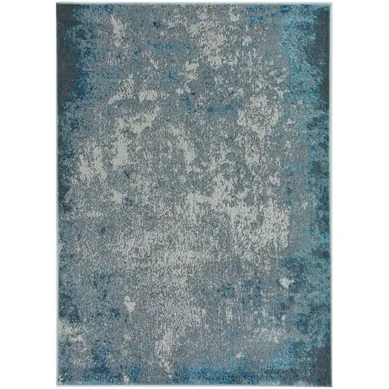 Silver Blue Machine Woven Abstract Smudge Indoor Area Rug Photo 2