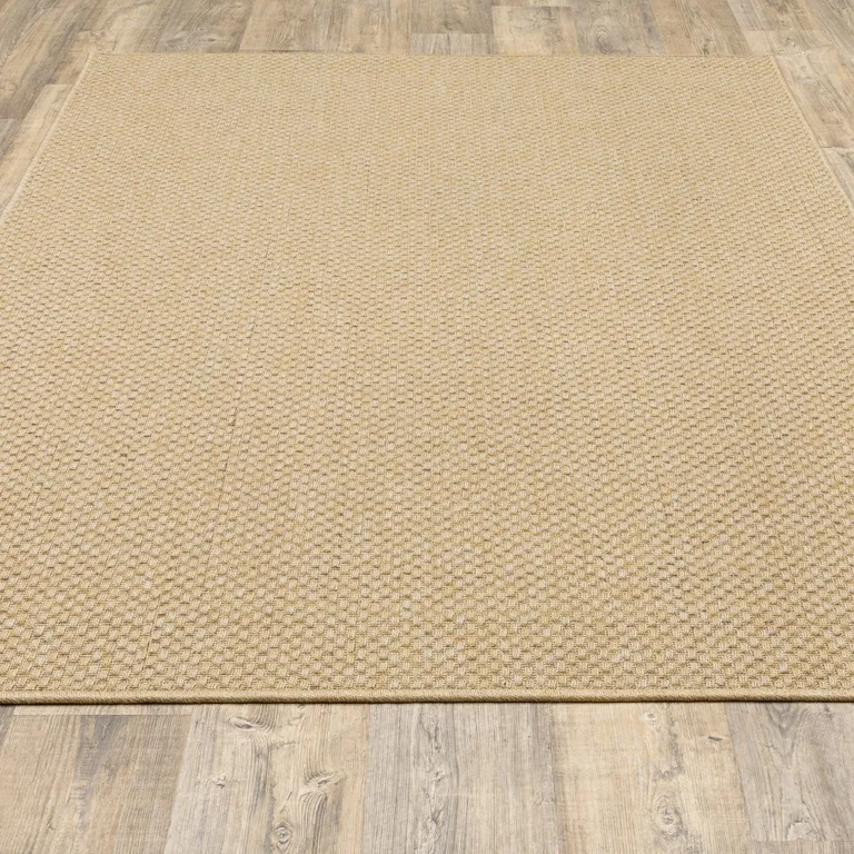 5'x8' Solid Sand Beige Indoor Outdoor Area Rug Photo 2